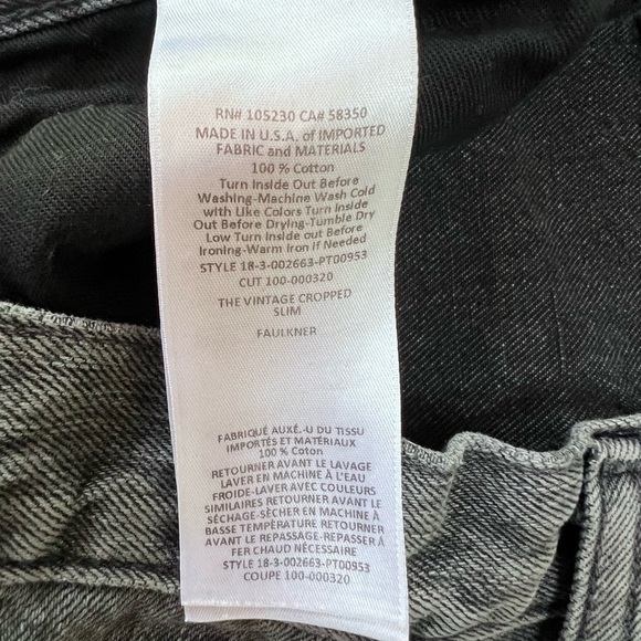 Current/Elliott Grey The Vintage Cropped Slim in Faulkner Size 25 - Picture 4 of 8